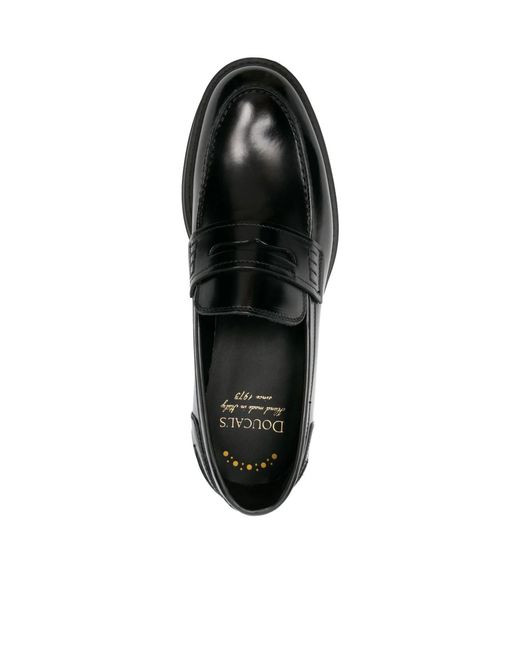 Doucal's Black High-Shine Slip-On Loafers for men