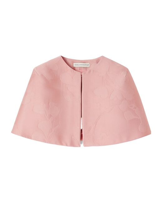 Emilia Wickstead Pink Solid-Color Cloqué Cape