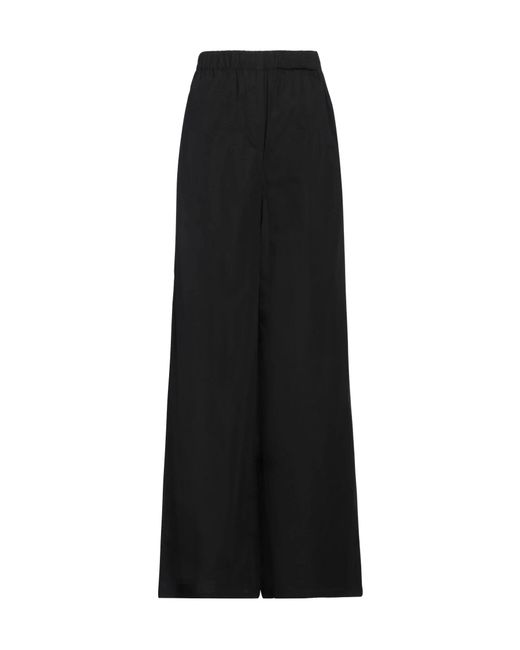 Max Mara Black Plain Colour Wide-Leg Trousers