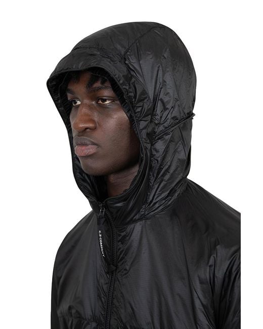 C P Company Black Nada Shell Zipped Hooded Jacket for men
