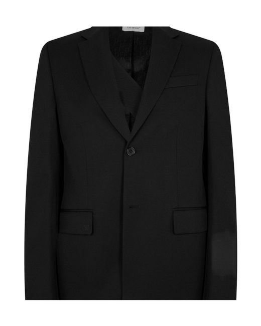 Off-White c/o Virgil Abloh Black Embroidered Wool Long Sleeve Blazer for men