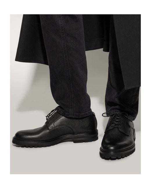 Dolce & Gabbana Black Round Toe Lace-Up Shoes for men