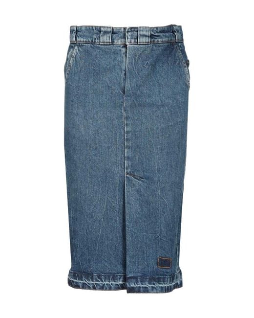 Maison Margiela Blue Rear Silt Skirt