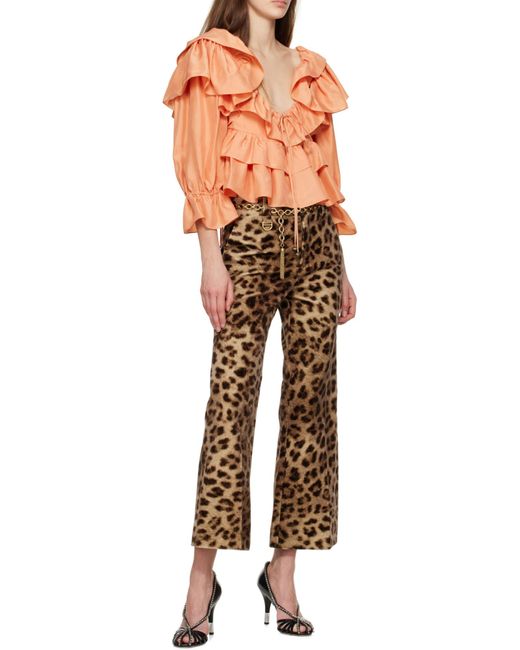 Chloé Orange Chloé Ruffled Cropped Blouse