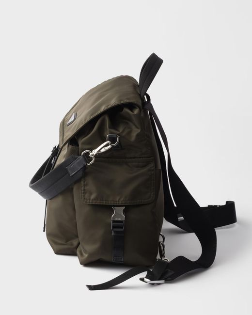 Prada Black Explore Re-Nylon And Leather Backpack for men