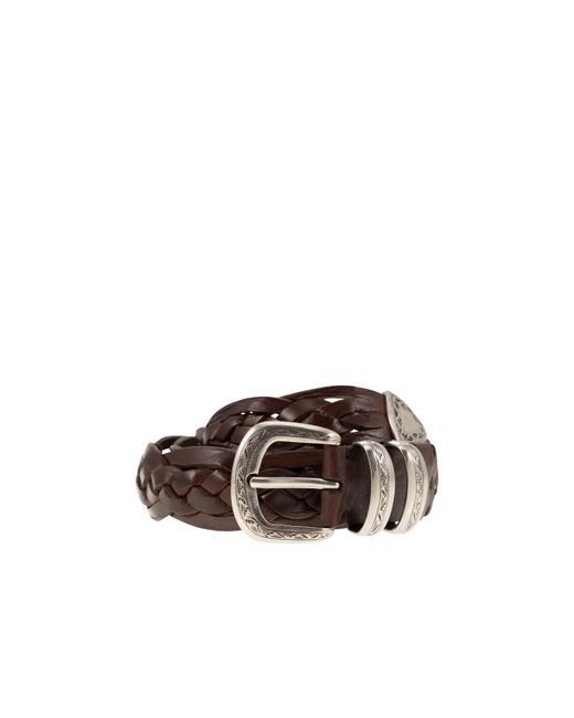 Brunello Cucinelli Brown Braided Buckle Belt for men
