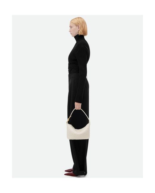 Bottega Veneta White Small Woven Shoulder Bag