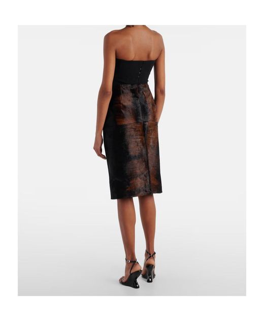 Magda Butrym Brown Printed Calf Hair Pencil Skirt