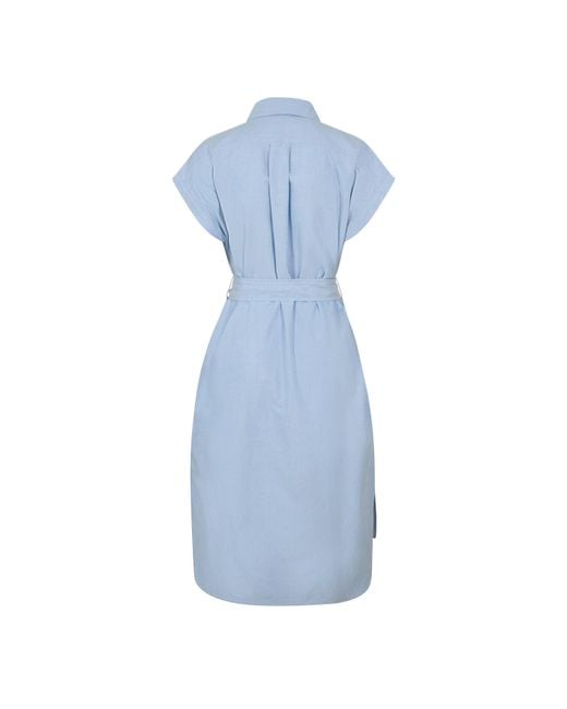 Polo Ralph Lauren Blue Tie Waist Shirt Dress