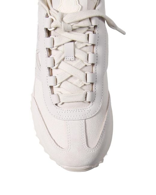 Moncler White Round Toe Lace-Up Sneakers