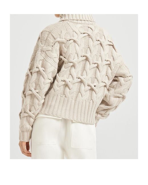 Brunello Cucinelli Natural Long-Sleeved Cardigan