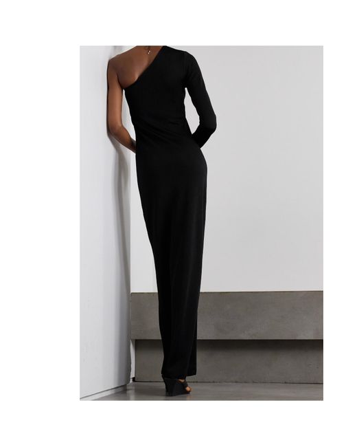 Nili Lotan Black Ranni One-Shoulder Knit Dress