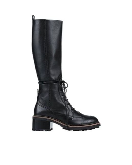 Chloé Black Lace-Up Knee-High Boots