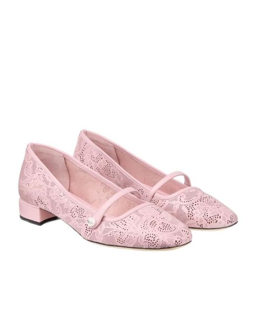 Jimmy Choo Pink Elisa Perforated Ballerina Pumps