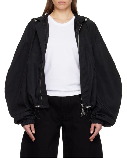The Attico Black The Zip-Up Hooded Jacket