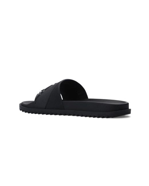 Fendi Black Ff Motif Embossed Slides for men