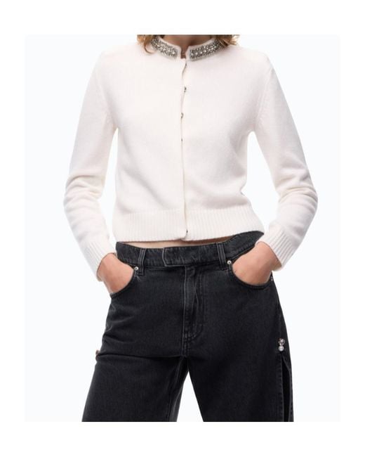 Pinko White Cardigan With Jewel Collar