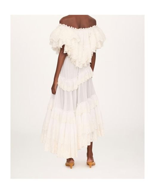 Chloé White Chloé Long Ruffled Dress