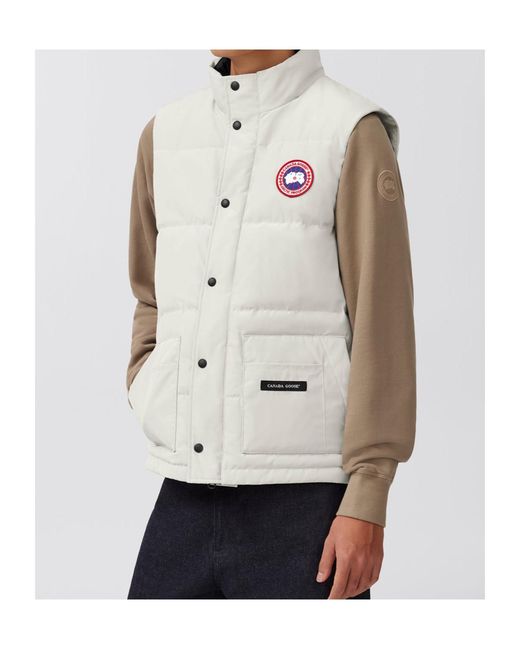 Canada Goose White Quilted Logo-Patch Gilet for men