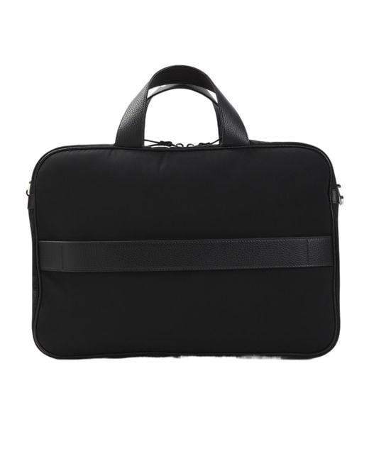 Giorgio Armani Black Pebbled-Leather And Nylon Briefcase for men