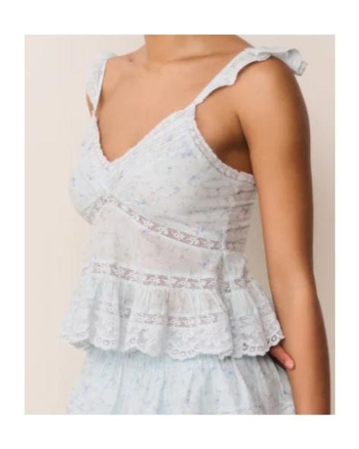 LoveShackFancy White Lainie Ruffled Lace Top