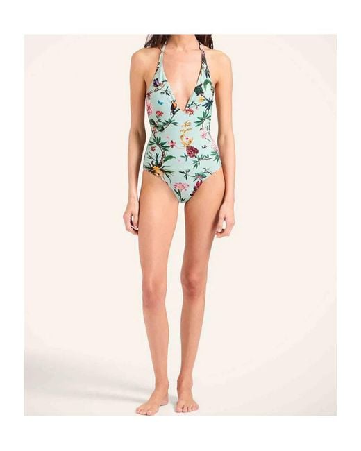 LaDoubleJ White Floral-Print Swimsuit