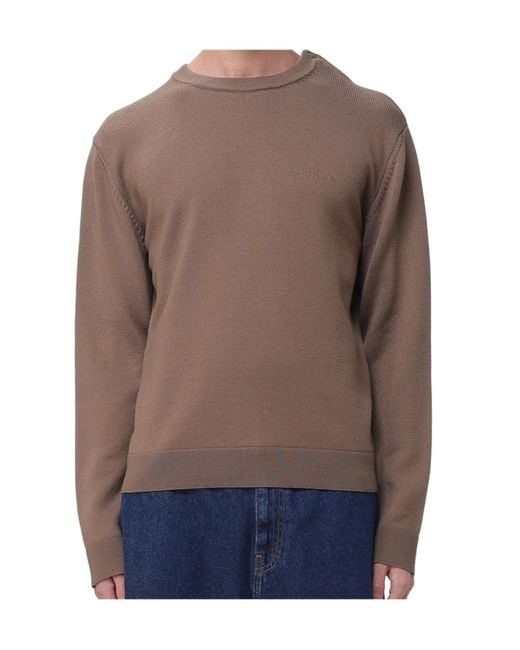 Courreges Brown Crew-Neck Embroidered Sweatshirt for men