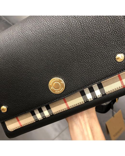 Burberry Black Vintage Checked Note Crossbody Bag