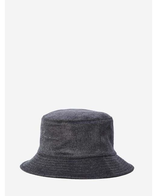 Jacquemus Gray Logo Embroidered Le Bob Bucket Hat for men