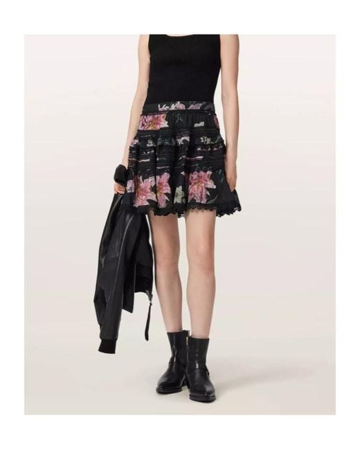 AllSaints Black Printed Skirt