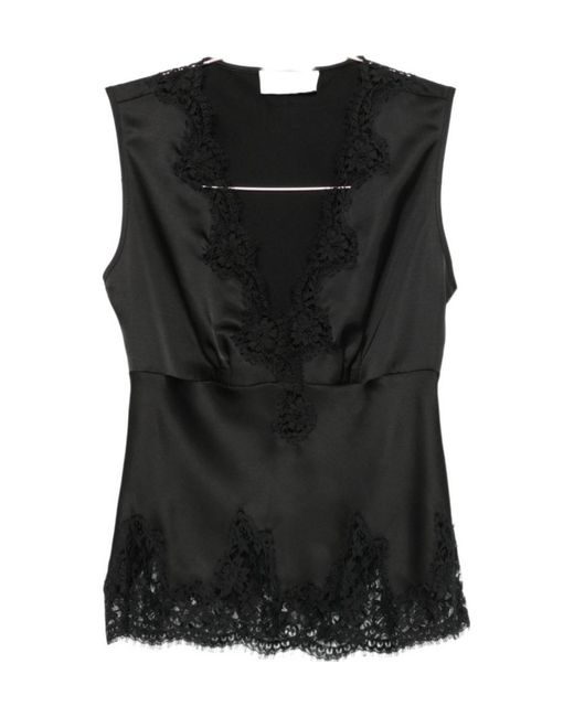 ERMANNO FIRENZE Black Lace-Detail Tank Top