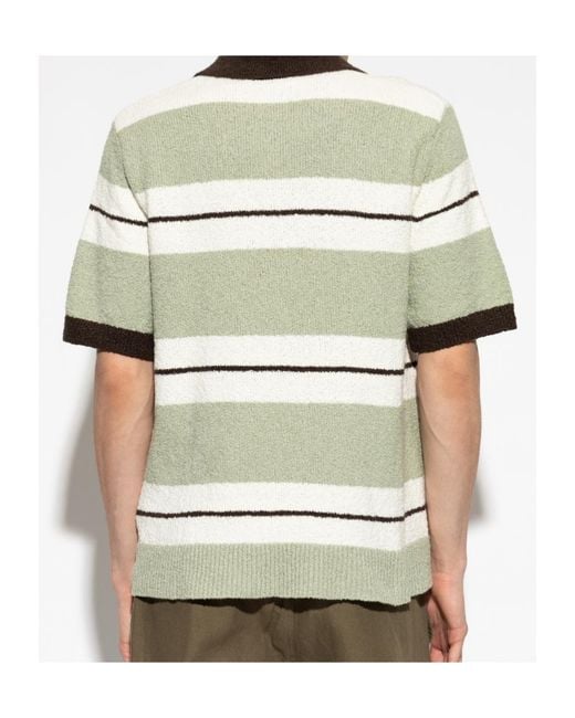 Samsøe & Samsøe White Sapedro Striped Knit Polo Shirt for men