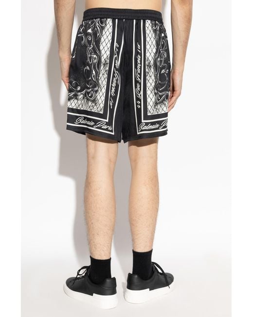 Balmain Black Printed Foulard Pyjama Shorts for men