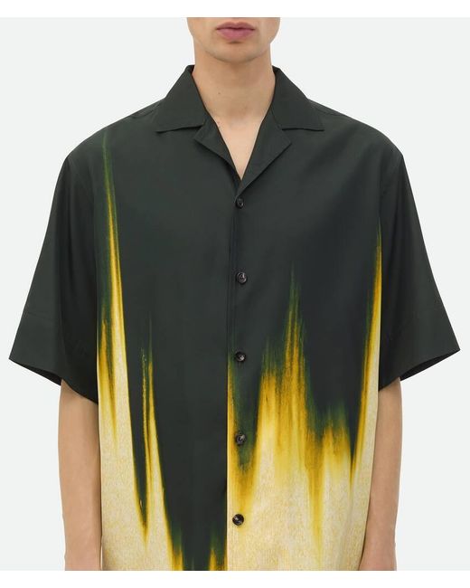 Bottega Veneta Yellow Viscose Degrade Petal Print Shirt for men