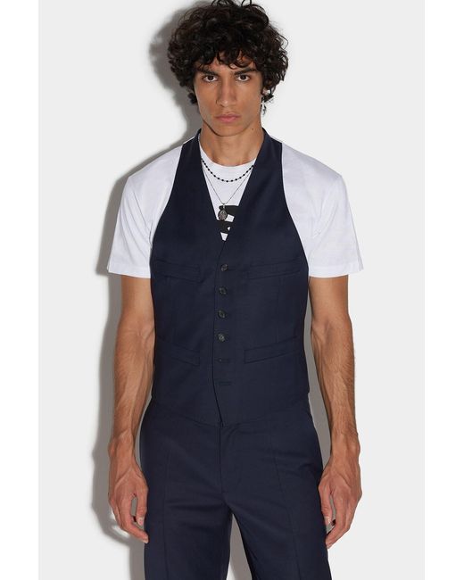 DSquared² Blue Single-Breasted Three-Piece Tailored Suit for men