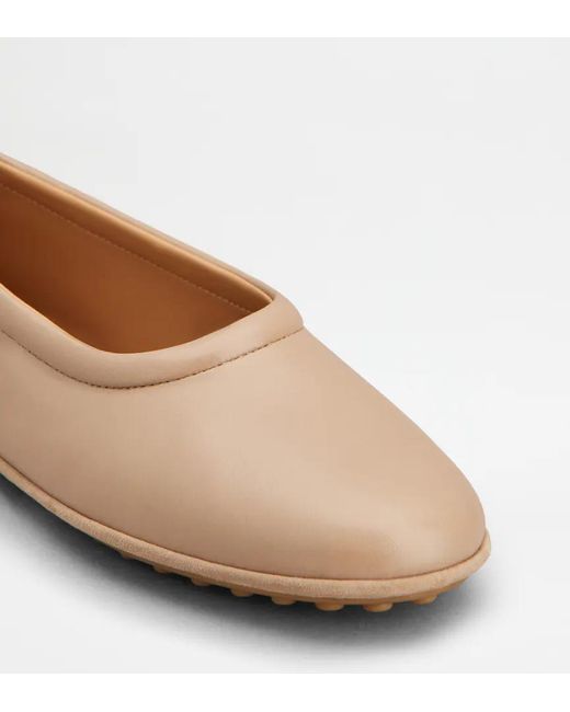 Tod's Natural Gomma Legg 04M Ballet Flats