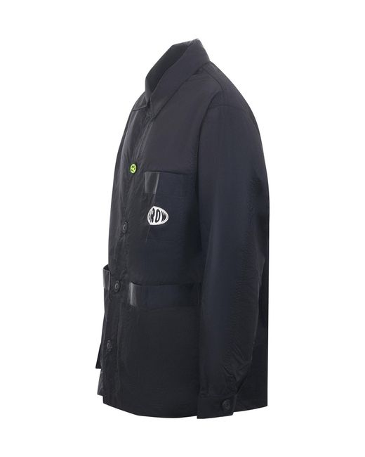Barrow Blue Logo Printed Button-Up Shirt Jacket for men