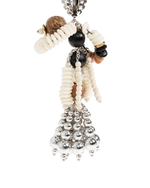 Isabel Marant White Beaded Tassel Keyring