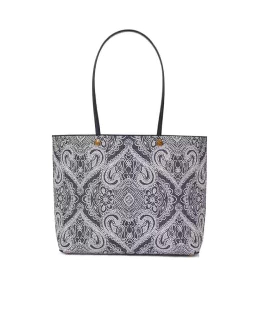 Etro Blue Paisley-Print Open-Top Tote Bag