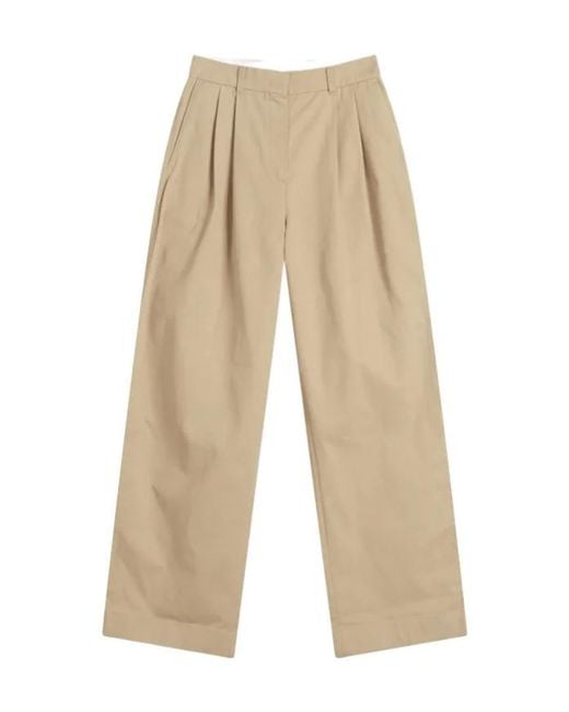 DUNST Natural Pleated-Front Trousers