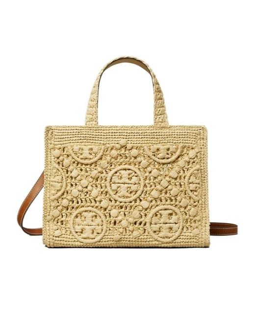 Tory Burch Metallic T Monogram Top-Handle Tote Bag