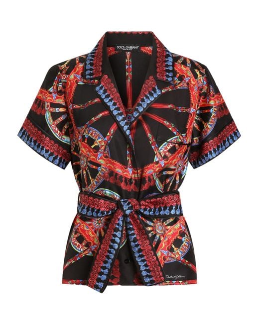 Dolce & Gabbana Red Belted Printed Shirt