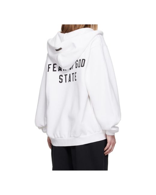 Fear Of God White Zipper Hooded Sweatshirt