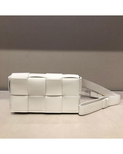 Bottega Veneta White Cassette Mini Intreccio Belt Bag