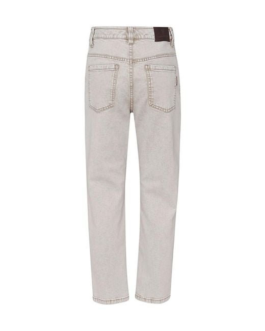 Brunello Cucinelli Gray Mid-Rise Straight-Leg Jeans