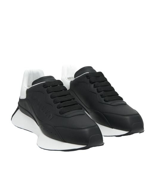 McQueen Black Logo-Embossed Chunky Sneakers for men
