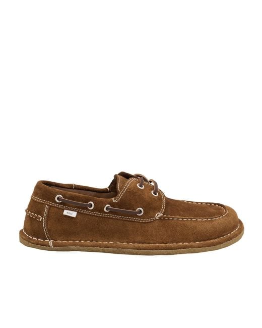 AMI Brown Lace-Up Boat Loafers for men