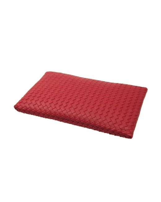 Bottega Veneta Red Woven Zipper Clutch for men