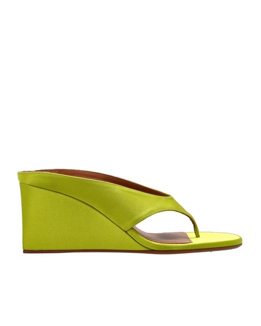 Alaïa Yellow Cube Thong Wedge Mules