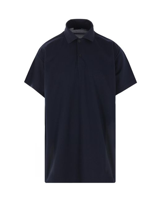 Balenciaga Blue Logo Embroidered Polo Shirt for men